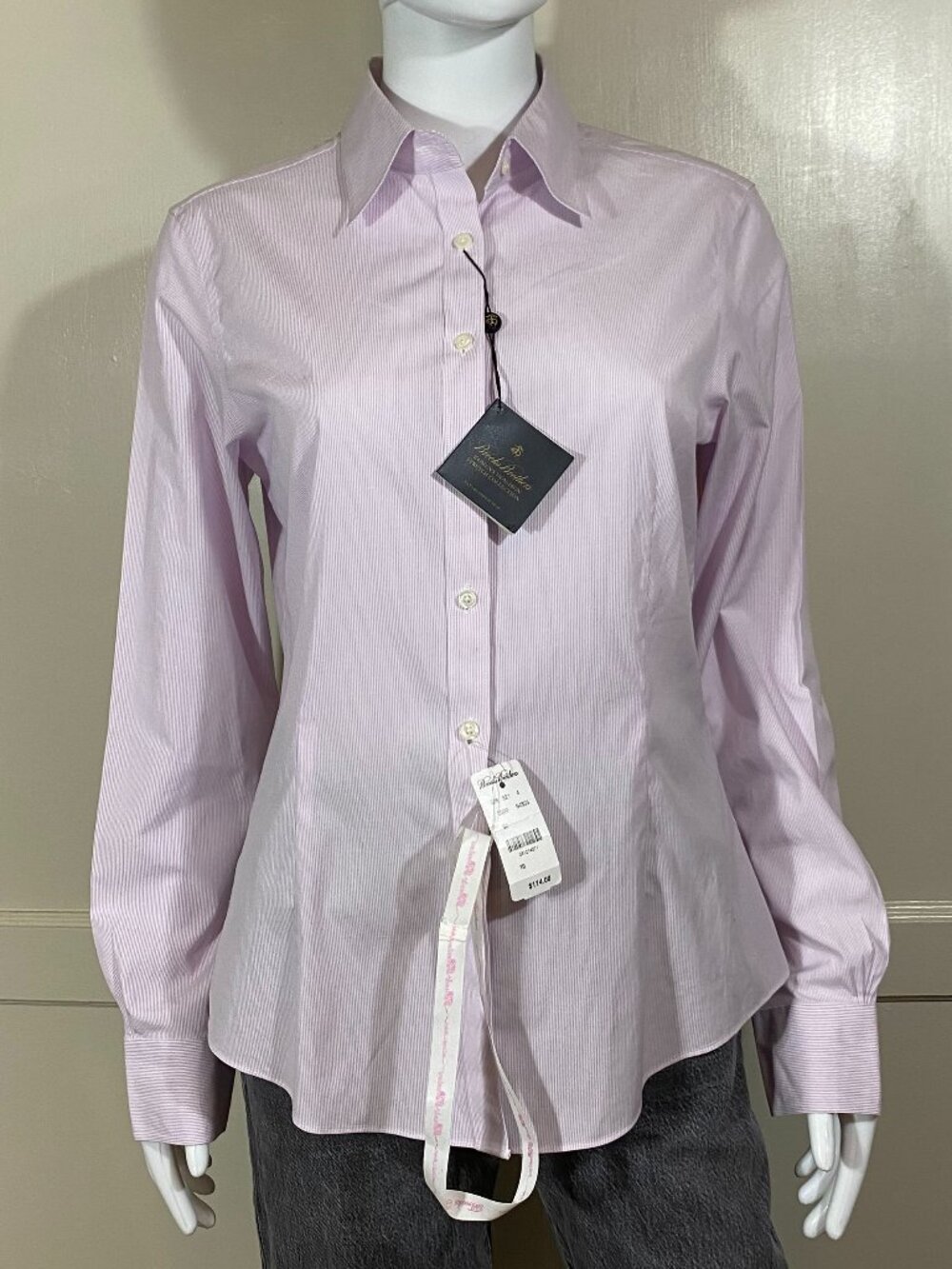 BROOKS BROTHERS Pink Pin-Stripe Oxford Button Down Collar Size 10 ($114 New) NWT
